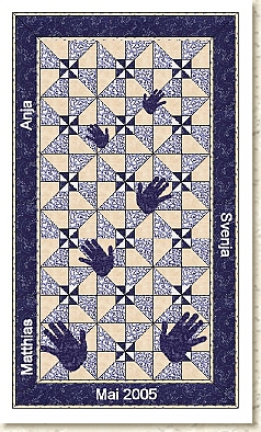 Pinwheel mit Handabdrücken von 3 Kindern